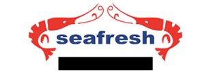 Seafresh logo with shrimp design on white background