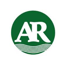AR logo with wavy lines below, representing solar energy solutions for organizations.