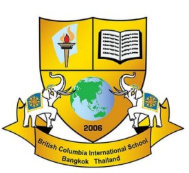 BCIS Bangkok Thailand logo with elephants, globe, and torch