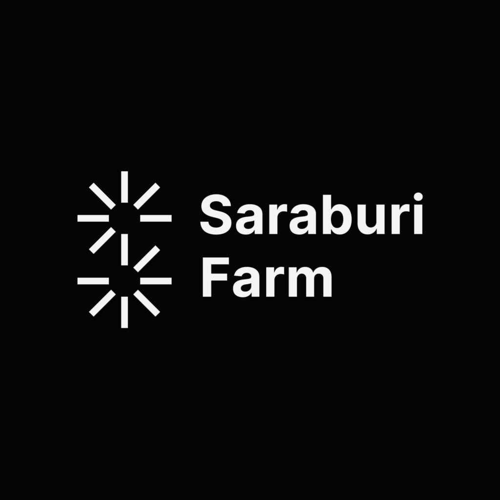Saraburi Farm logo: two starbursts and text "Saraburi Farm